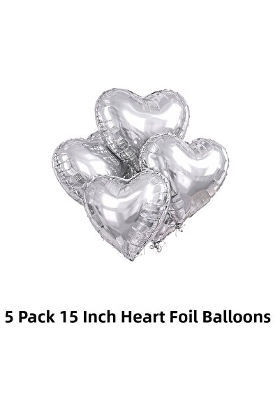 HAPPYLOOPPARTY Heart Foil Balloon 5 Pieces (15'') Helium Compatible Birthday ...