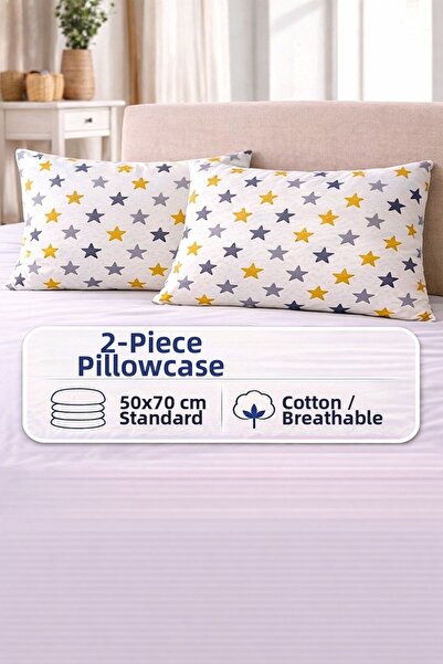 DüşEvi 2-Piece Star Patterned Pillowcase 50X70 cm Cotton