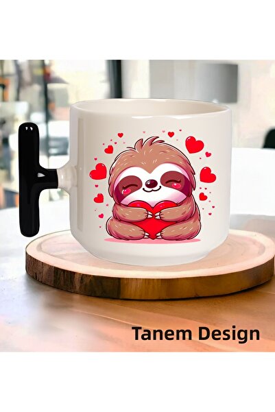 Tanem Tasarım كوب قهوة وشاي هدية لعيد الحب 011 - كوب بمقبض على شكل حرف T