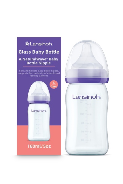 Lansinoh Γυάλινο μπιμπερό Natural Wave 160 ml