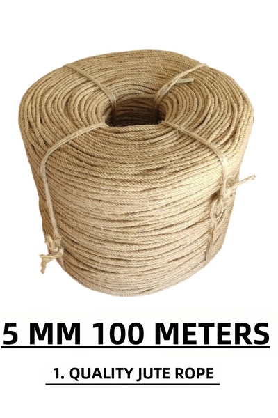 Ambarope حبل الجوت 5 مم 100 متر حبل خوص حبل ديكور حبل جوت حبل كيس