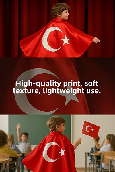 Dıgıl Kids ΚΟΚΚΙΝΟΣ Μανδύας με Τουρκική Σημαία 23 Απριλίου 29 Οκτωβρίου 10 Νο...