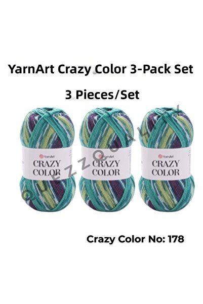 Yarnart Σετ Crazy Color 3 τεμαχίων Νήμα Πλεξίματος Χειροποίητο Μαρμάρινο Νο: 110