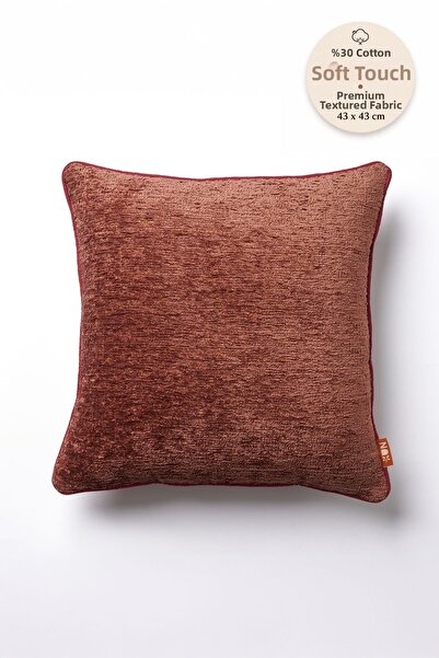 THE KUN Dusty Rose Plain Chenille Textured Throw Pillow Cover with Piping Detail