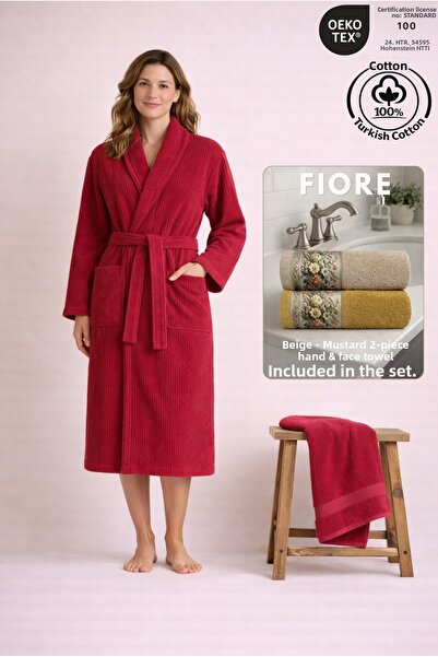 Ellaline Σετ γυναικείων ριγέ μπουρνούζια 2 τεμαχίων 100% βαμβάκι πιστοποιημέν...