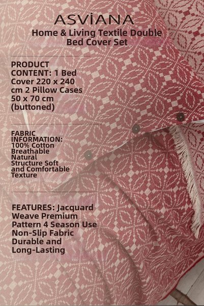 ASVİANA Double Bedspread Set with Jacquard Pattern, 100% Cotton, Stylish and Modern Pique Set