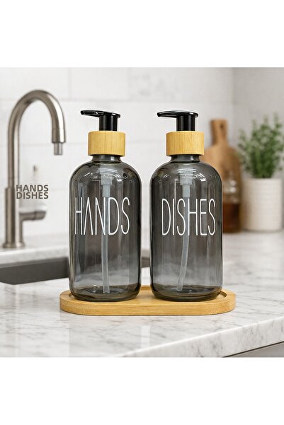 Kitchen Line Σετ 2 τεμαχίων δοσομετρητών υγρού σαπουνιού από γυαλί – Κομψός δ...