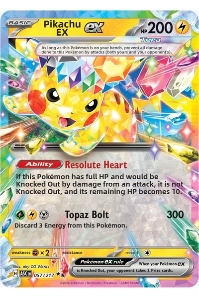 Pokemon TCG Ascended Heroes Pikachu Ex 057/217 Single Card Collectible