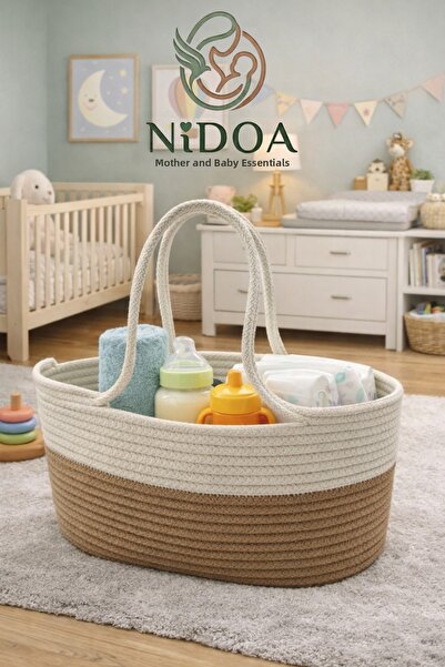 Nidoa Jute Rope Beige Mother Baby Care Bag and Organizer
