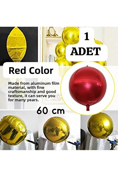 ÇEÇEN HOME (1 Piece) Large Size Red Globe Foil Helium Balloon, Birthday Ballo...