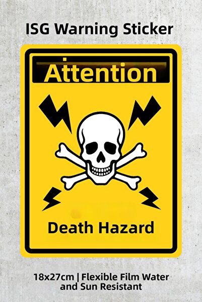 alışveriş kurdu Death Hazard Work Safety Warning Caution Label - Foil Sticker