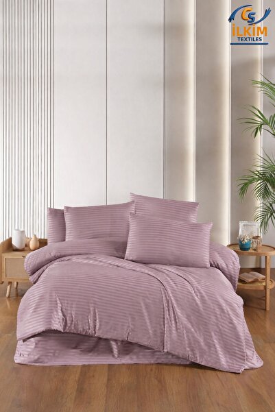 cs ilkim Πολυτελές Σετ Παπλωματοθήκης από Ριγέ Σατέν – Λαμπερό και Απαλό Ύφασμα