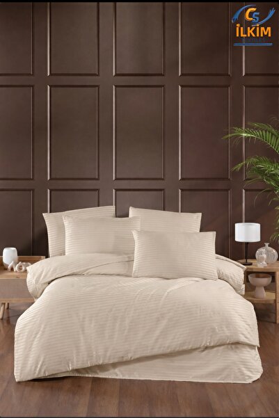 cs ilkim Πολυτελές Σετ Παπλωματοθήκης από Ριγέ Σατέν – Λαμπερό και Απαλό Ύφασμα