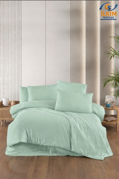 cs ilkim Πολυτελές Σετ Παπλωματοθήκης από Ριγέ Σατέν – Λαμπερό και Απαλό Ύφασμα