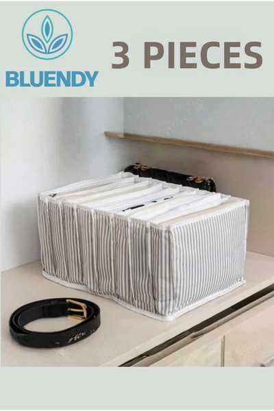 Bluendy Οργανωτής ακορντεόν με 3 θήκες συρταριών, γκρι ριγέ, πτυσσόμενος οργα...