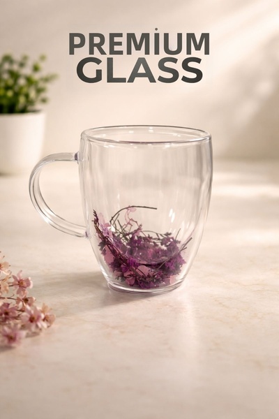 LE PARİS Double 250 ml Double Walled Glass Mug |   Heat Insulated, Transparen...