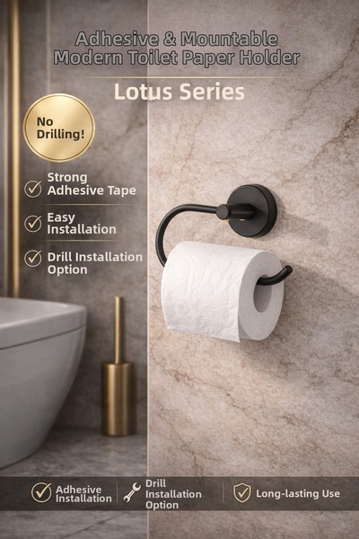 Alper Banyo Μαύρο ματ χαρτί υγείας Κρεμάστρα Wc Θήκη για ρολό τουαλέτας - Είτ...