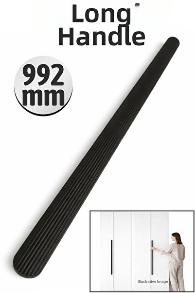 Badem10 VENTO Ριγέ Μαύρη Ματ Λαβή Συρταριού 992 χιλ. Υψηλής Ποιότητας Μακριά ...