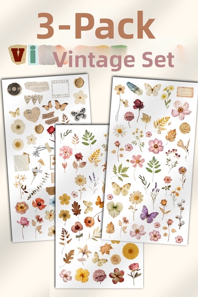 Hume Craft Set de 3 autocolante tematice cu flori uscate, potrivite pentru al...