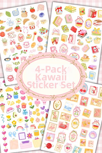 Hume Craft Set de 4 autocolante Kawaii, potrivite pentru album foto, jurnal, ...