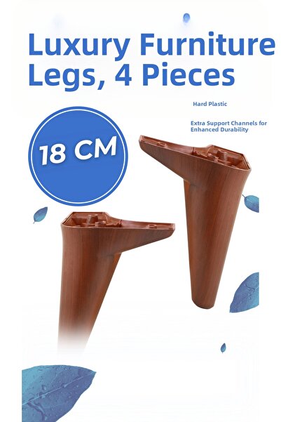 KAYRA LEATHER CRAFT 4 قطع من أرجل الأثاث بطول 18 سم، أرجل خشبية منقوشة للأريك...