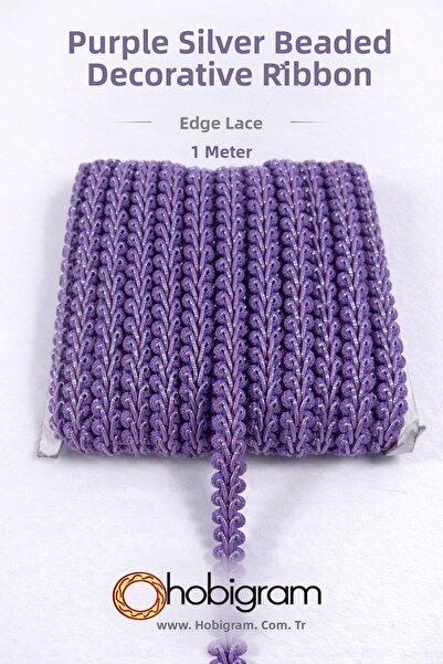 Hobigram Μωβ Ασημί Glitter Cornella Διακοσμητική Κορδέλα με Κερατόειρα Στολίδ...