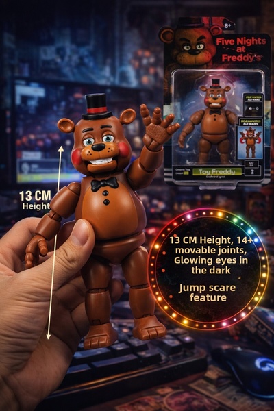 TOYFEST Five Nights at Freddy's Toy Freddy Figure 13 cm Glow Lighted Eyes Mov...