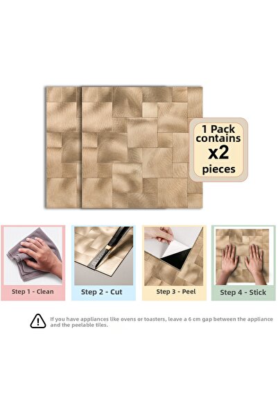 Stickez Tiles 3D Self-Adhesive Metal Composite Wall Tile 30 cm X 30 cm (2 Pie...