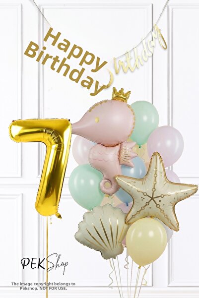 PEKSHOP 7 Year Old Retro Undersea Theme Birthday Party Set with Seahorse, Sta...