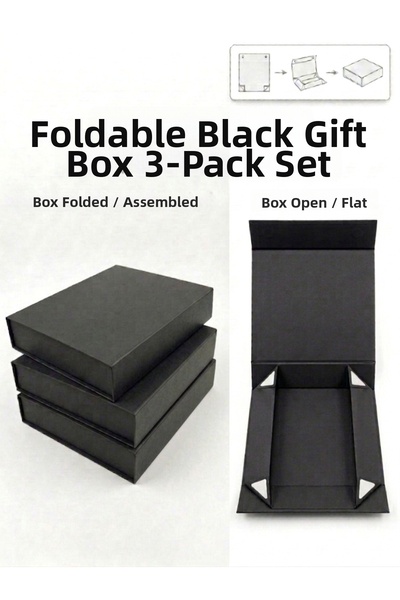 MonoRigidBox Black Magnetic Cardboard Box Jewelry Perfume Chocolate Watch Clo...