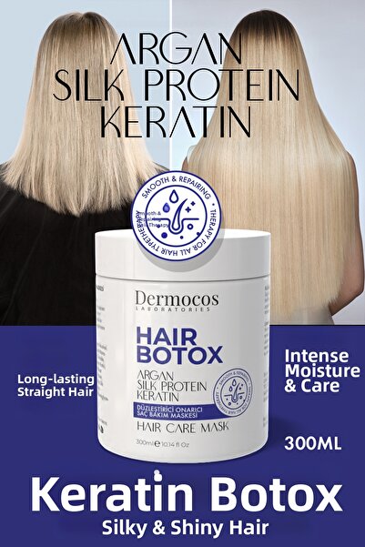 Dermocos Keratin Hair Botox 300 ml – Hair Care Mask Deep Care with Silk Prote...