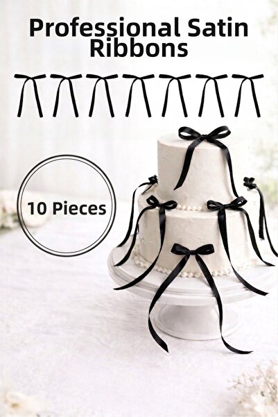 Mavi Masal Σετ 10 μακριών σατέν κορδελών με φιόγκο |   Διακόσμηση Τούρτας, Γε...