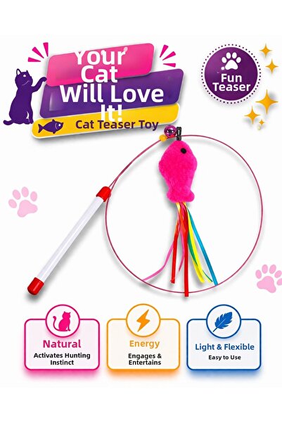 HAYHAYPETSHOP Cat Fishing Rod Toy with Colorful Fish – Interactive Fun Cat Toy