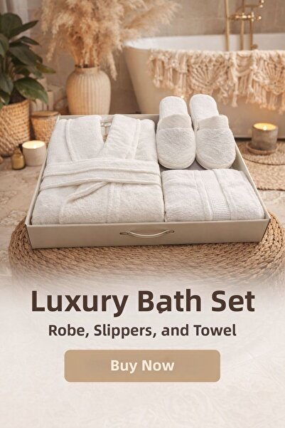 Özdilek Μπουρνούζι Colourist Şalyaka + Πετσέτα κεφαλής + Μέγεθος Παντόφλες - XL