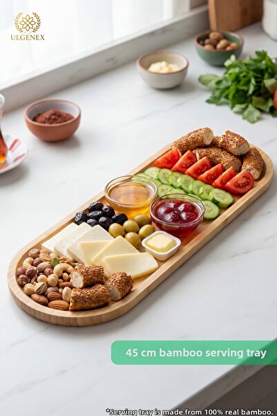 Ulgenex Premium 100% Bamboo Oval Presentation Tray Large Size Breakfast and S...