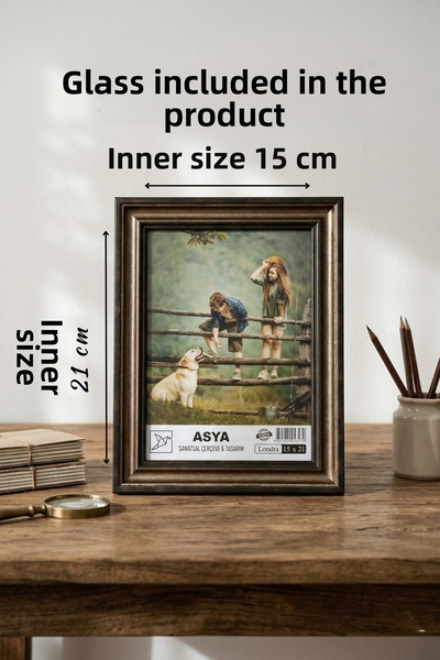 Asya Çerçeve Decorative Antique Patterned Black Coffee 15X21 (A5) Plastic Pho...