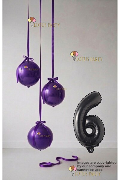 LOTUS PARTY Purple Set - Purple Globe Balloon - Purple Number Balloon - Globe...