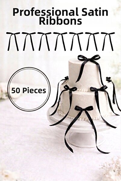 Mavi Masal 50 τεμάχια μακριά σατέν κορδέλα με φιόγκο |   Διακόσμηση Τούρτας, ...