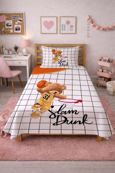 Evmila Μοντέρνο πορτοκαλί καπιτονέ κάλυμμα κρεβατιού με θέμα το μπάσκετ, το α...