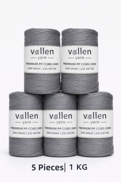 vollen yarn 1000 gr Πολυεστερικό νήμα μακραμέ, 2mm Σετ 5, Σχοινί μακραμέ, Σχο...