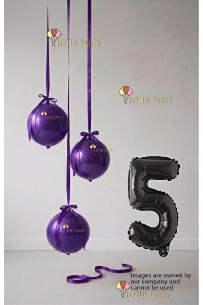 LOTUS PARTY مجموعة بالونات أرجوانية - بالون على شكل كرة أرضية - بالون على شكل...