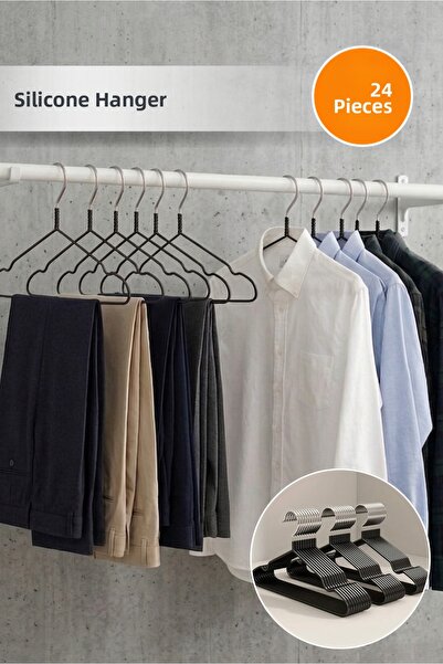 Orvila Σετ 24 τεμαχίων κρεμάστρες ρούχων με επίστρωση σιλικόνης, αντιολισθητι...