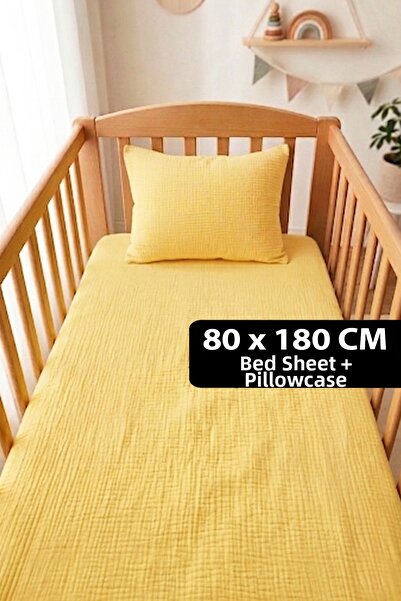 Soho Organics Muslin Elastic Sheet Set - 80X180 cm |   Bed Height 10-15-20 cm...