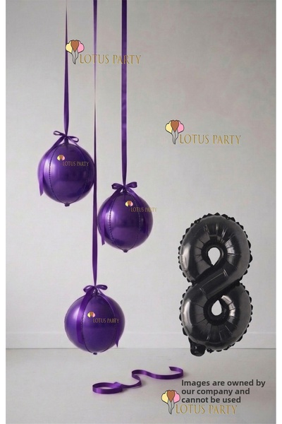 LOTUS PARTY مجموعة بالونات أرجوانية - بالون على شكل كرة أرضية - بالون على شكل...