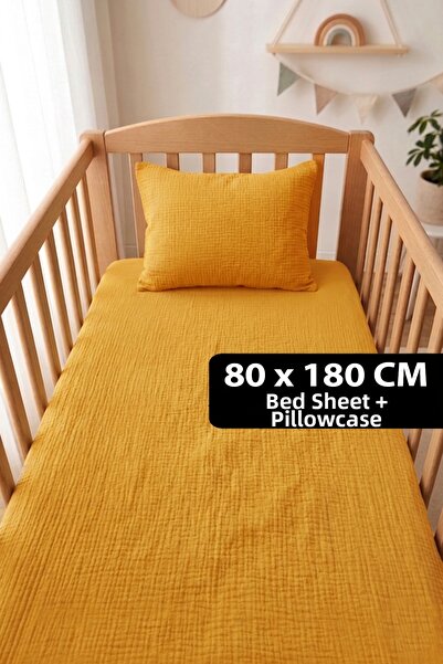 Soho Organics طقم ملاءات مطاطية من الموسلين - 80x180 سم |   ارتفاع السرير 10-...
