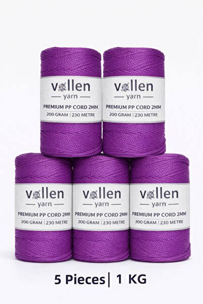 vollen yarn 1000 gr Πολυεστερικό νήμα μακραμέ, 2mm Σετ 5, Σχοινί μακραμέ, Σχο...