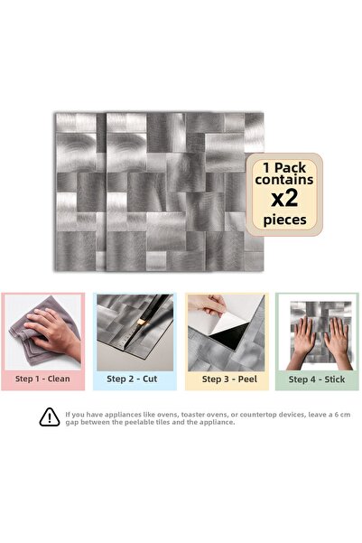 Stickez Tiles 3D Self-Adhesive Metal Composite Wall Tile 30 cm X 30 cm (2 Pie...