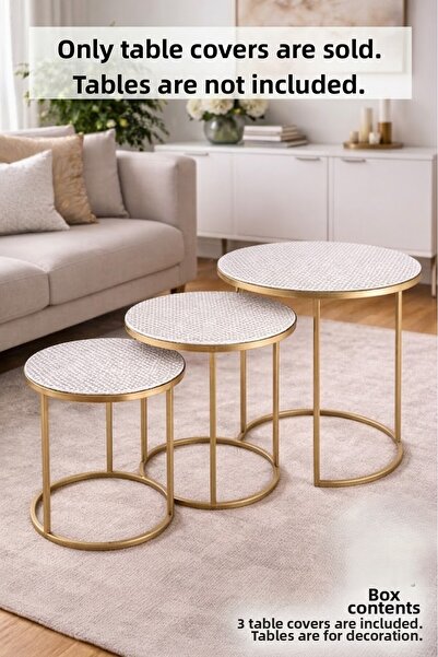 Rona Home Σετ 3 τεμαχίων με δαντελένια καλύμματα για στρογγυλό τραπεζάκι σαλο...