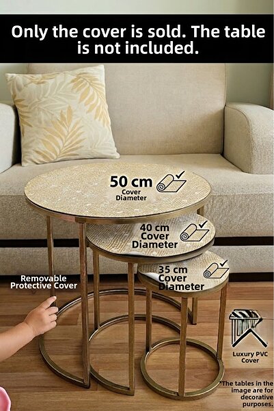 Rona Home Κομψά σχεδιασμένο κάλυμμα τραπεζιού σαλονιού 3 τεμαχίων από PVC, εύ...