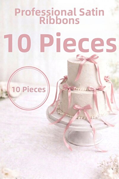 Mavi Masal Σετ 10 μακριών σατέν κορδελών με φιόγκο |   Διακόσμηση Τούρτας, Γε...